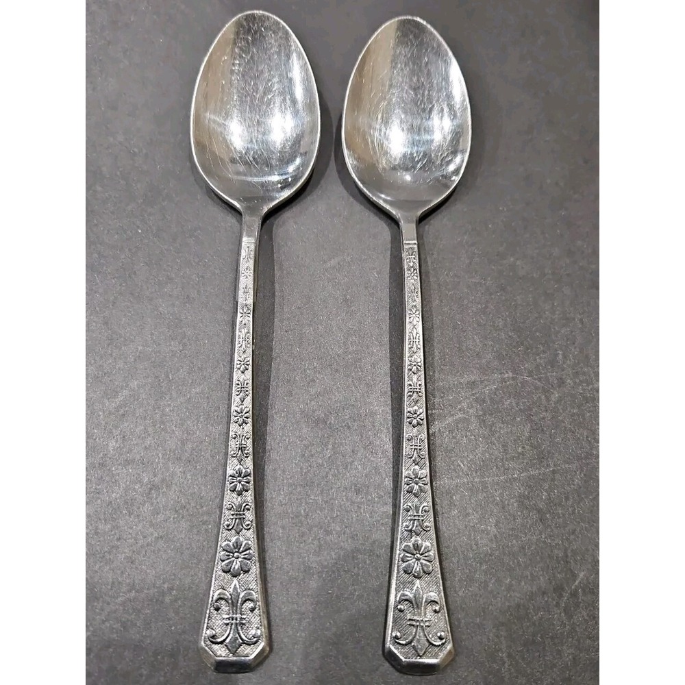 Vintage Interpur 8 Petal Florenz Tablespoons Stainless‎ Flatware Korea Set of 2